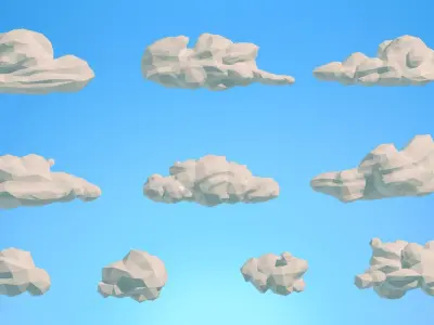 Low Poly Clouds Pack 2 Low-poly 3D model