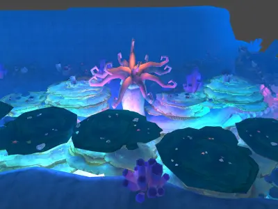Fantasy Chess RPG Environment - Underwater Low-poly 3D model