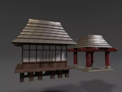 Japanese dojo Free low-poly 3D model