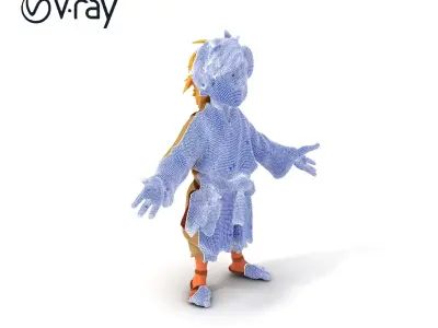 Young Adventurer Character with Casual Medieval Costume Low-poly 3D model