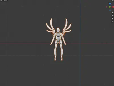 LowPoly Robot With Wings and with out Wings Low-poly 3D model