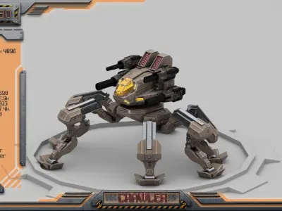 Crawler BattleMech Low-poly 3D model