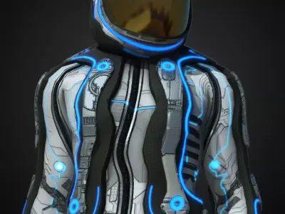 Cyberpunk rigged character space Low-poly 3D model