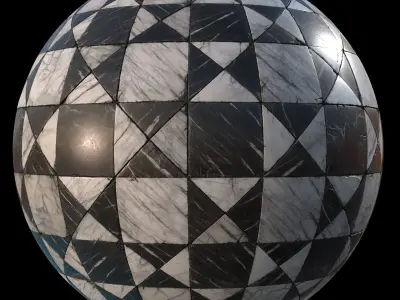 Aged black and white marble tiles Texture