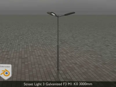 Street Light 3 Galvanized F3 M1 K0 3000mm Low-poly 3D model