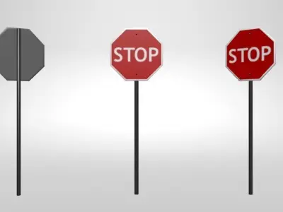 Stop Sign Low-poly 3D model