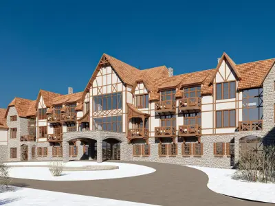 Mountain Lodge Fachwerk Half-timbered 3D model