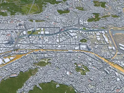 Busan Downtown South Korea Low-poly 3D model