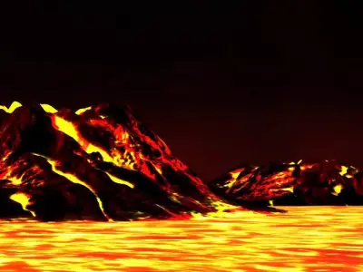 Volcano with Summer Volcano with 3D model