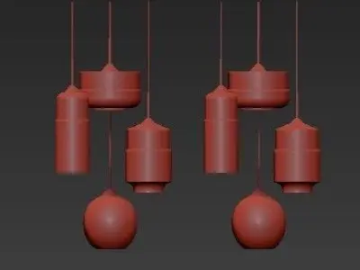 Moderne Hedendaagse Retro Art Metal Glazen Hanger Lampen 3D model