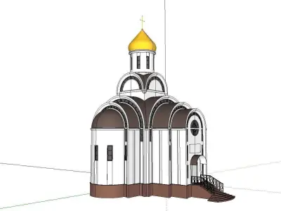 Architecture-Religion-God-Culture-Temple-080 church with gold... 3D model