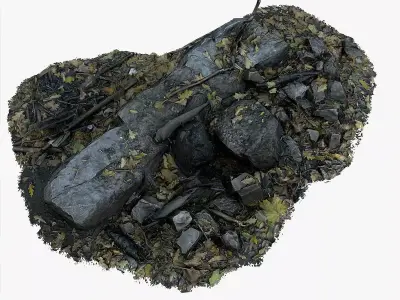 Garbage Fireplace Low-poly 3D model