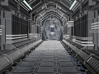 Space stations passages sci-fi scenarios space corridors labs 3D model