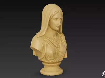 Greek Goddess Hestia Bust Low-poly 3D model