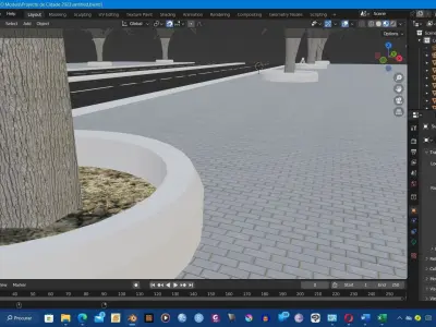 Road with trees 3D model