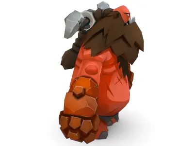 Red Giant Golem Troll Snowman Viking Warrior Iceman Low-poly 3D model