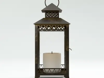 Candle Lantern Low-poly 3D model