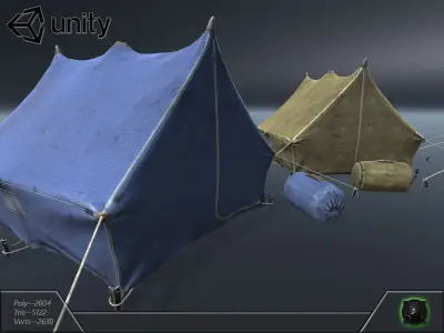 Tents set of military Low-poly 3D model