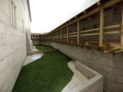 Medieval Hill Fortress European Stone Castle Complex  Low-poly 3D model