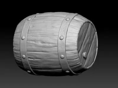 Low-poly barrel wooden in world of warcraft Low-poly 3D model