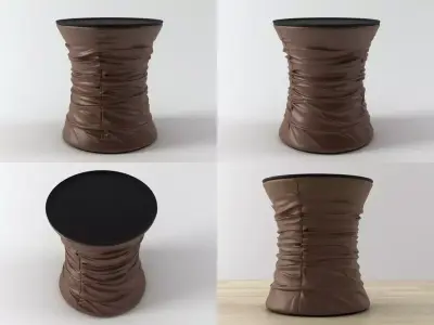Bellows side table and stool 3D model
