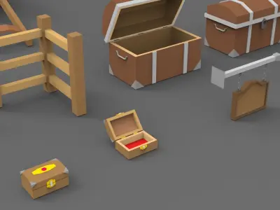Low Poly Medieval Exterior Pack Collection Low-poly 3D model Low-poly 3D model