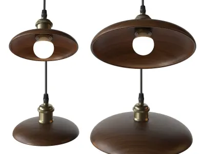 Nordic Wood Chandelier Single Head Bedside Pendant Lamp 3D model