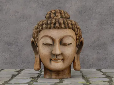 Bronze Buddha head Free low-poly 3D model