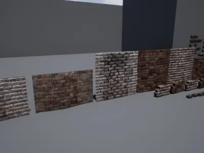 Brick and Wall Pack 01 Low-poly 3D model