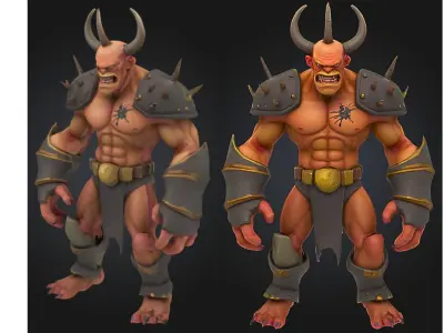 Stylized Demon Barbarian Low-poly 3D model