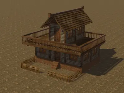 Medieval house eight 15 Low-poly 3D model