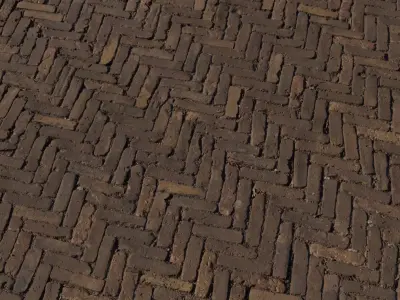 Herringbone Clay Brick Pavement PBR Texture Texture