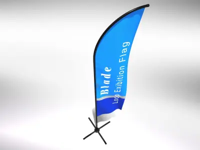 Blade Flag - Animated Exhibition Flag Low-poly 3D model