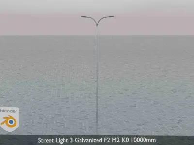 Street Light 3 Galvanized F2 M2 K0 10000mm Low-poly 3D model