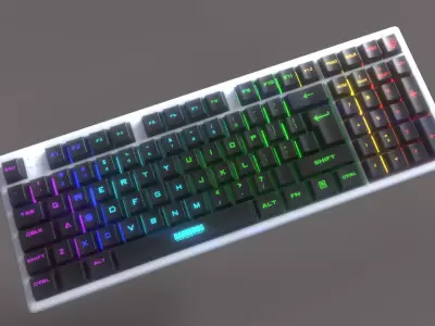 3D Keyboard with Emmesive Lights Low-poly 3D model