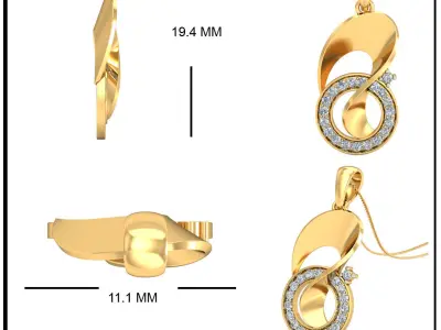 Solitaire Pendant 3dm stl FBX OBJ Render Detail 3D print model 5