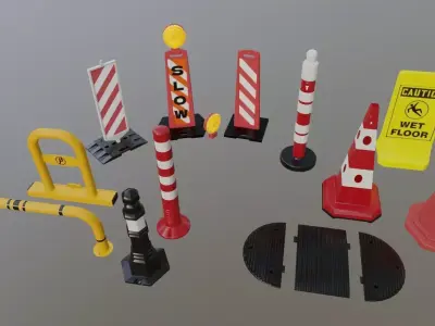 Traffic Sign and Panel Full Pack 3D model