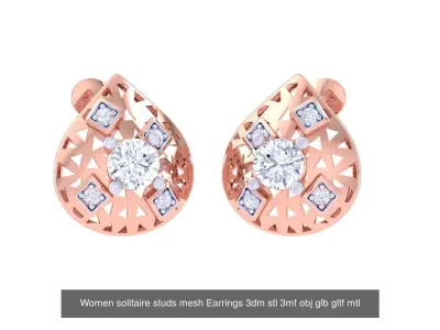 30 Women studs mesh Earrings 3dm stl 3mf obj  3D Model Pack