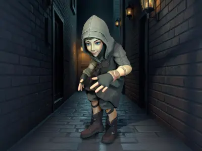 Short Halfling Thief One 3D Character - Rigged And Animated Low-poly 3D model