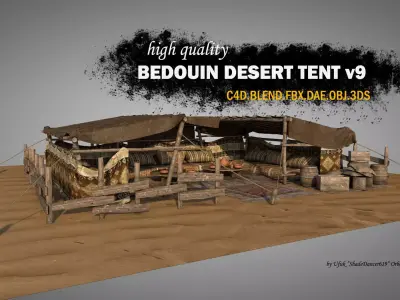 Bedouin Desert Tent v9 3D model
