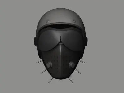Steampunk Biker Helmet - SciFi Character Design Low-poly 3D model