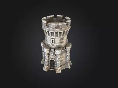 Stone Fortress Tower Low-poly 3D model