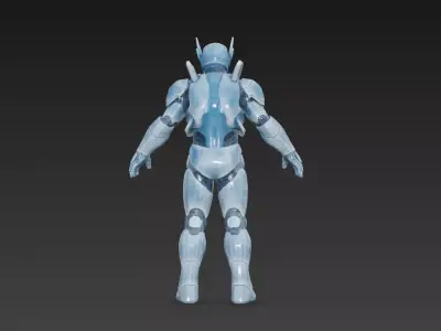 Advanced Blue Power Armor Futuristic Sci-Fi Exoskeleton 3D Model 3D model