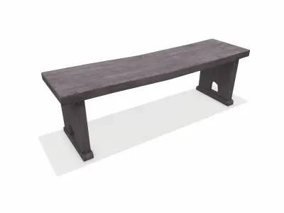 Old Medieval Bench Low-poly PBR 3D model