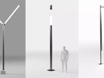 Modern street light collection  Low-poly 3D model