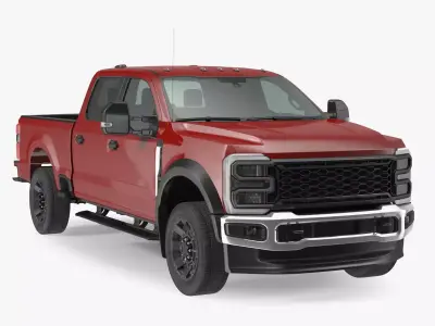 Red Heavy Duty Pickup Truck 3D model