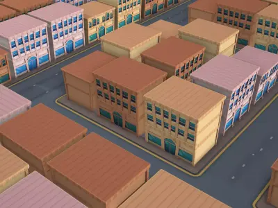 FREE Cartoon pack - Buildings  Free low-poly 3D model