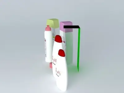 Set of Shampoos Glass Packaging Free 3D model