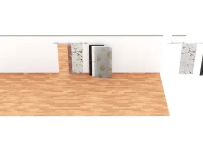 Sliding interior glass door - Full wall section 3D model