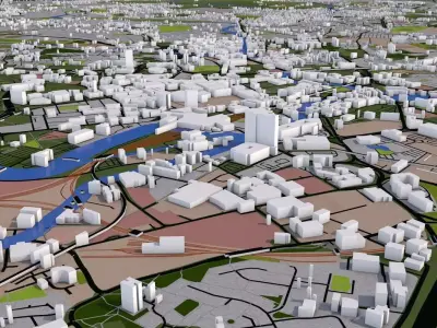 Leeds City UK Low-poly 3D model